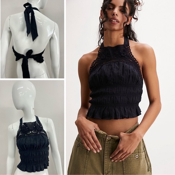 Free People Tops - FREE PEOPLE | NWOT Ellie Crochet Top in Black